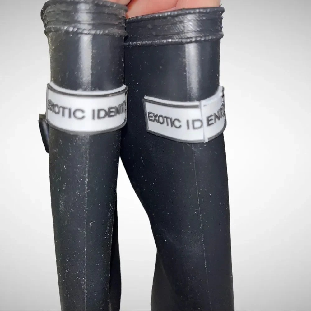 Exotic Identity Original Black Tall Rain Boots Size 10 Medium New with Tags